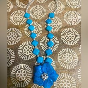 Vintage Sterling Silver turquoise & Fresh water pearl necklace